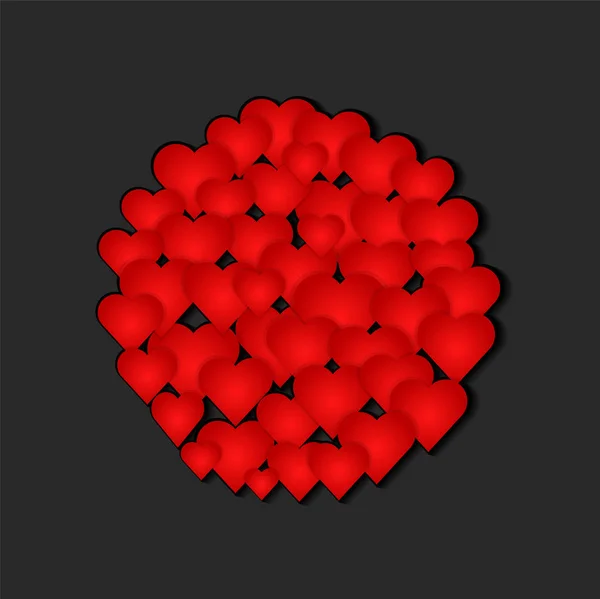 Σχεδιασμός λογότυπου με κόκκινες καρδιές σε σκούρο φόντο, διάνυσμα απόθεμα άρρωστος — Διανυσματικό Αρχείο