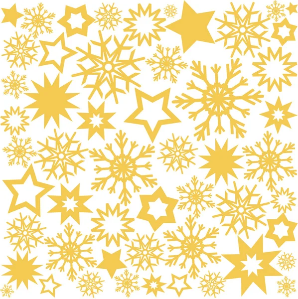 Fundo de design de Natal com estrelas douradas e flocos de neve, st — Vetor de Stock