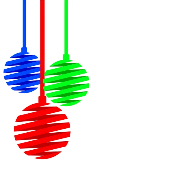 Bolas de Navidad hechas de rojo, azul, cintas verdes aisladas en whi — Vector de stock