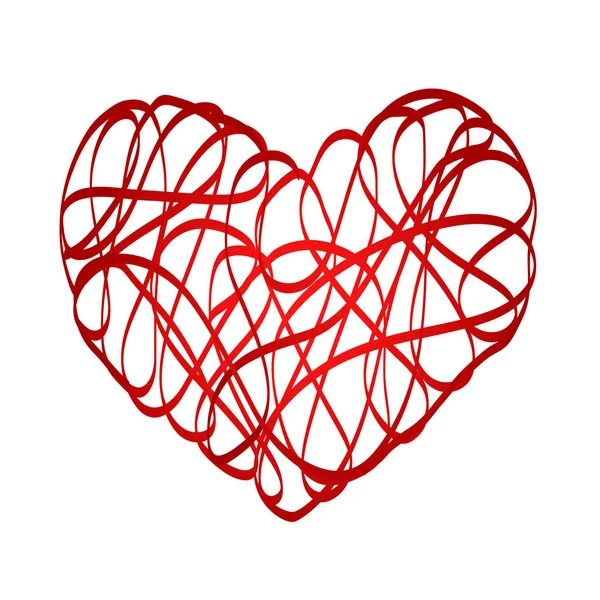 Corazón rojo símbolo amor de cinta, stock vector ilustración — Vector de stock