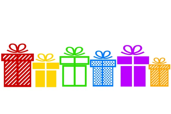 节日庆典贺卡设计用五颜六色的礼物 boxe — 图库矢量图片
