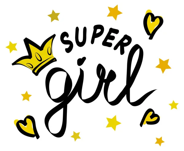 Vector poster van Super Girl tekst voor meisjes kleding. Super Girl b — Stockvector
