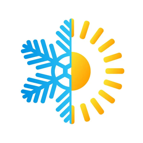 Sol caliente y escarcha copo de nieve logotipo del negocio, vector de stock illustra — Archivo Imágenes Vectoriales