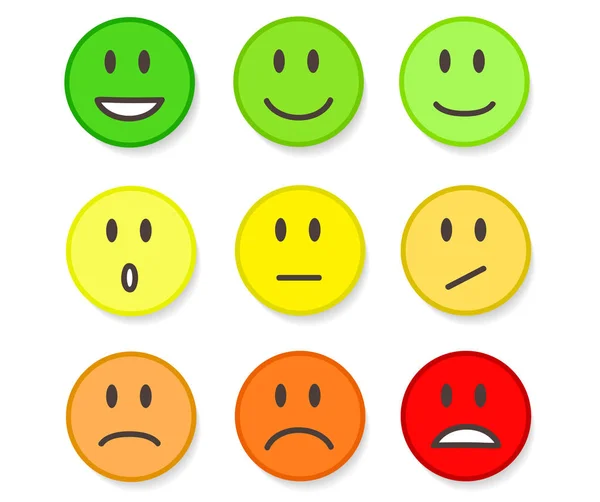 9 cores do humor de Smileys no branco, ilustração do vetor do estoque —  Vetores de Stock