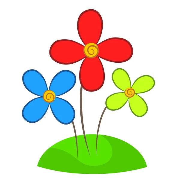 Красиві квіти рослина дизайн на траві, стоковий вектор ілюстрації — стоковий вектор