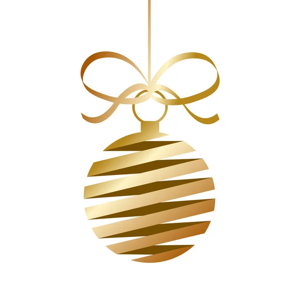 Bola del árbol de navidad de la decoración dorada con las tiras para su diseño, st — Vector de stock