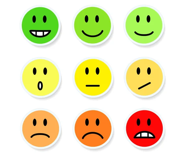 Set van Smileys humeur kleur op wit, voorraad vectorillustratie — Stockvector