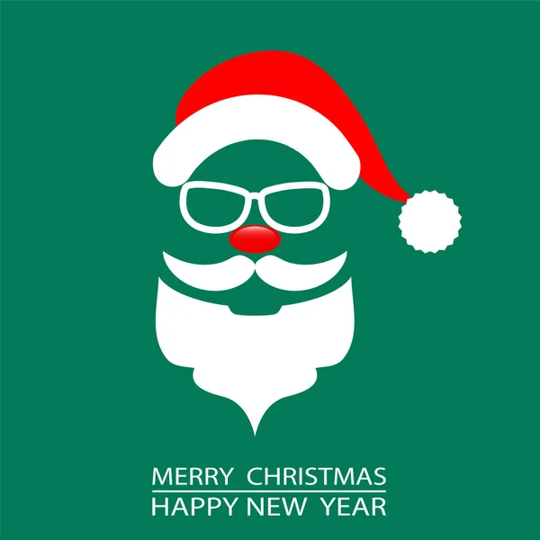 Abstraktní vánoční přání Santa na zeleném pozadí, vektorové — Stockový vektor
