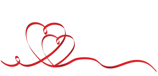 Καλλιγραφία δύο κορδέλα κόκκινη καρδιά σε λευκό, διάνυσμα απόθεμα έργα — Διανυσματικό Αρχείο
