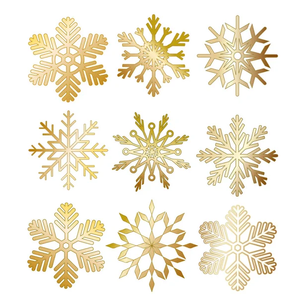 Set von schönen goldenen Weihnachtsschneeflocken für Ihr Design, st — Stockvektor