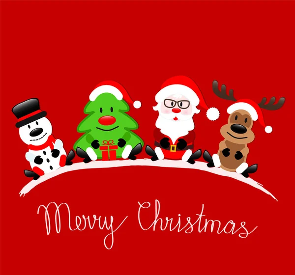 Merry Christmas wenskaart met Santa Claus, rendieren, Snowma — Stockvector