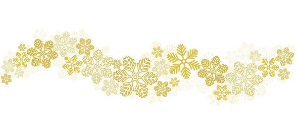 Gold Snowflakes Border on White, stock vector illustration — Stock Vector