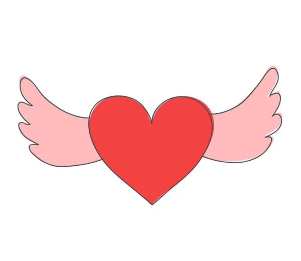 Coração vermelho com asas para o Dia dos Namorados, estoque vetor ilustrat — Vetor de Stock