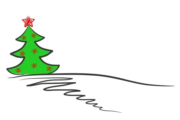 Árbol de Navidad abstracto rojo con estrellas para la tarjeta de felicitación, Stock — Vector de stock