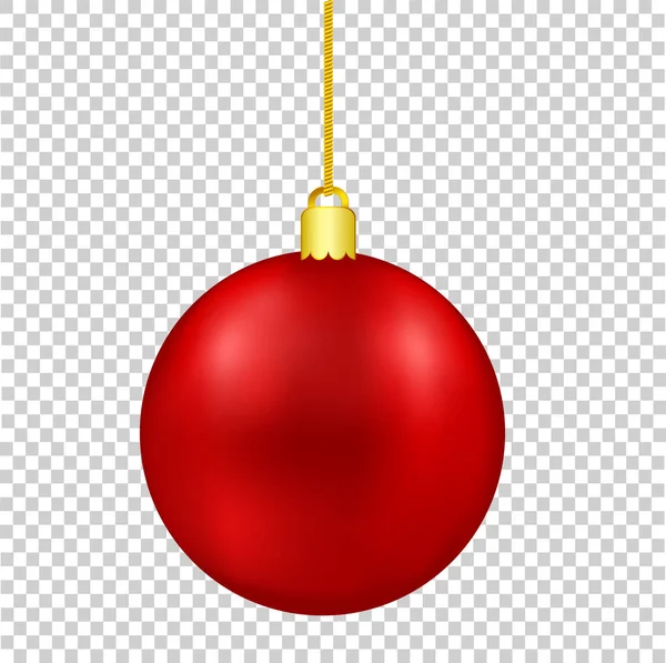 Bola de decoração de Natal vermelho no fio dourado isolado no transparen —  Vetores de Stock