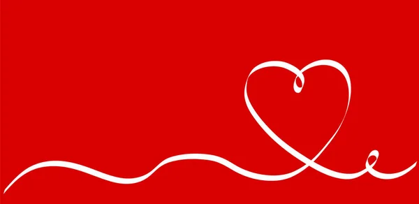 Kalligrafie witte hart lint op rood, Vector Stock Illustratie — Stockvector