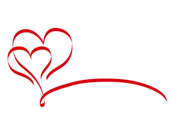 Caligrafía dos cinta roja del corazón en blanco, Vector Stock Illustra — Archivo Imágenes Vectoriales