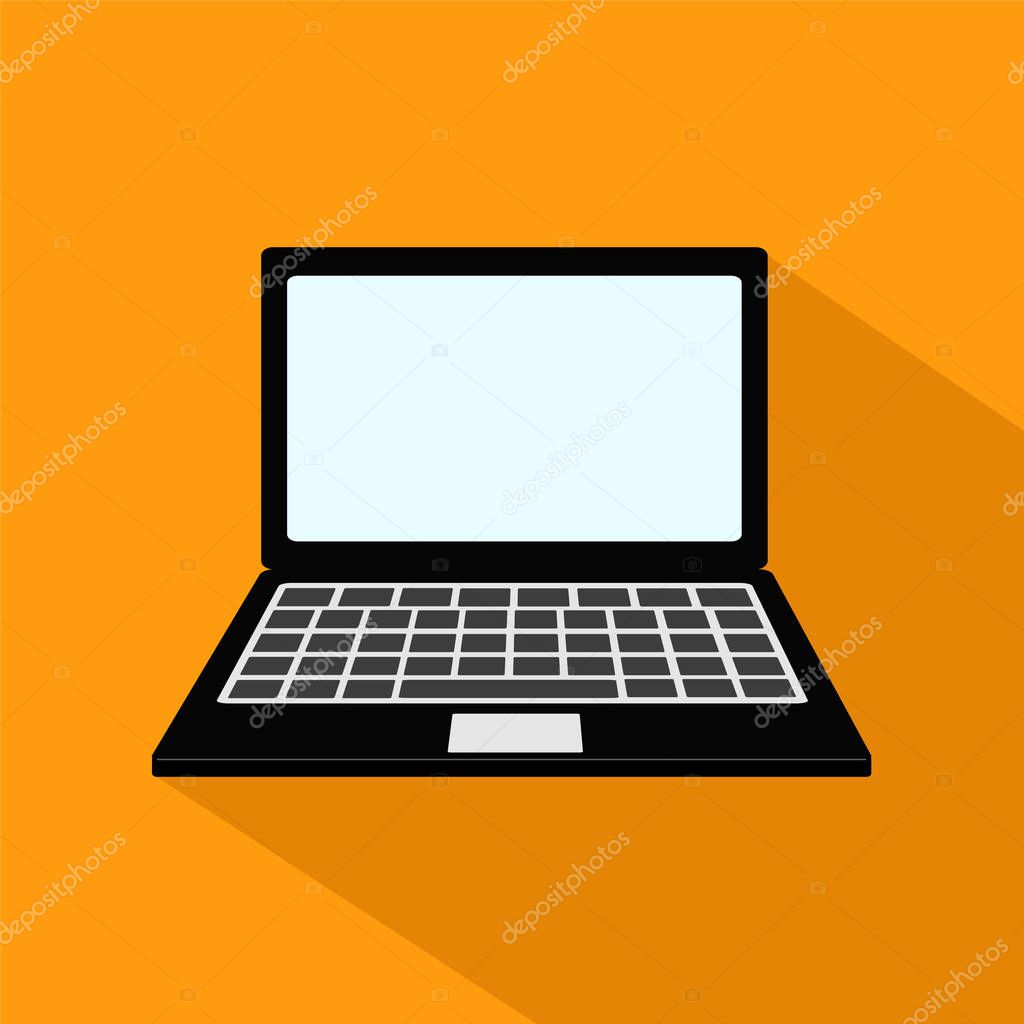 laptop computer on orange background with shadow icon design, st
