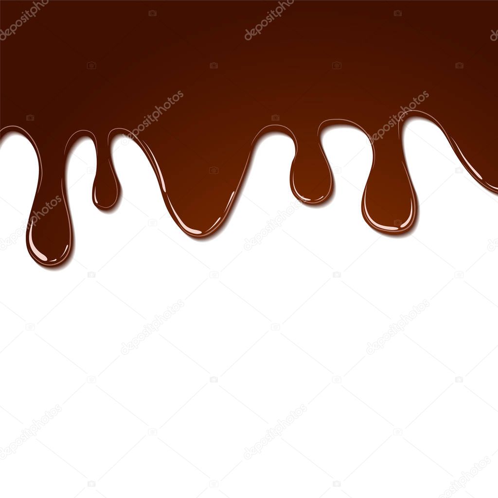 stock vector flowing melted chocolate isolated on white backgrou