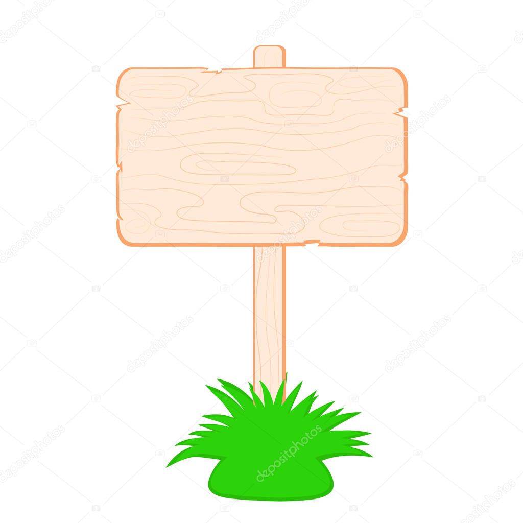 Vector illustration of wooden signboard. Cartoon style. Isolated