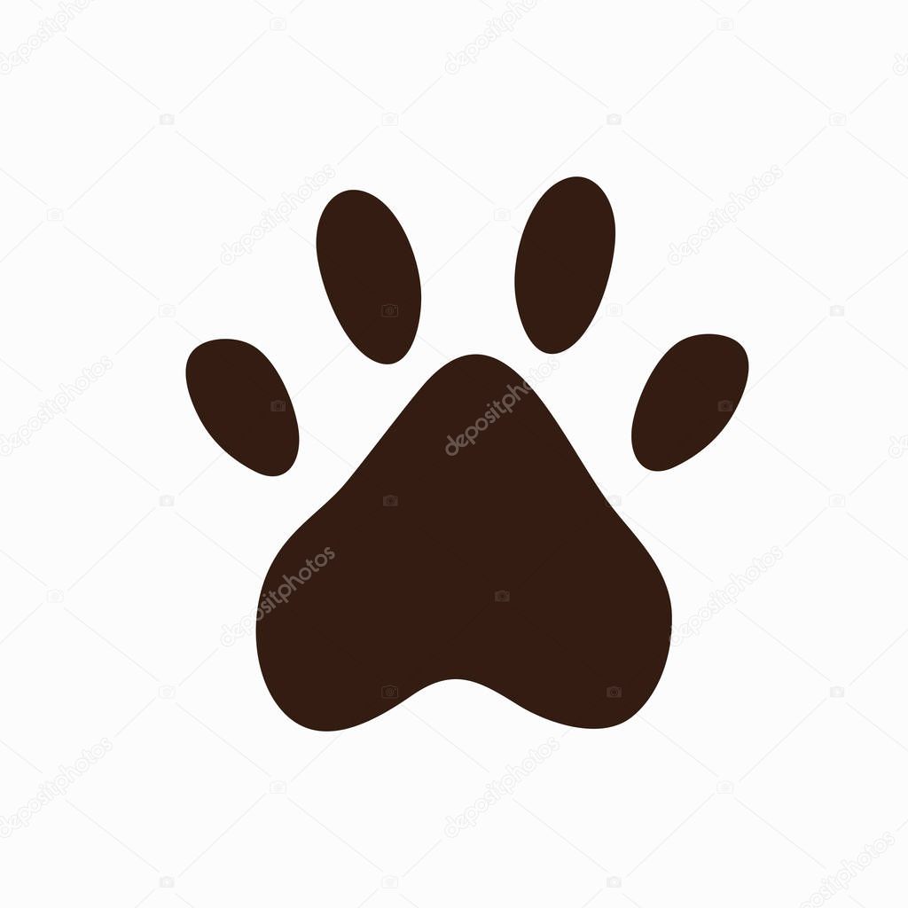 flat design paw print icon, stock vector illustration