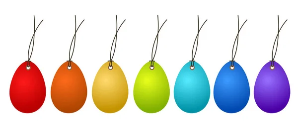 7 Colgantes de Pascua huevos coloridos en blanco, vector de stock illustrat — Vector de stock