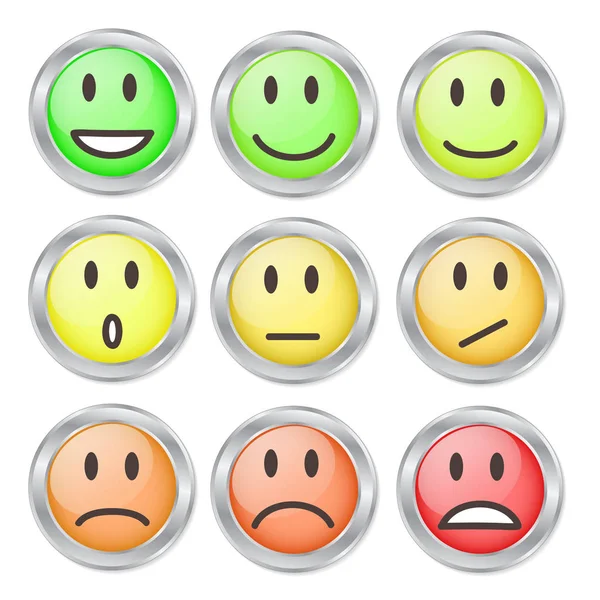 9 cores do humor de Smileys no branco, ilustração do vetor do estoque —  Vetores de Stock