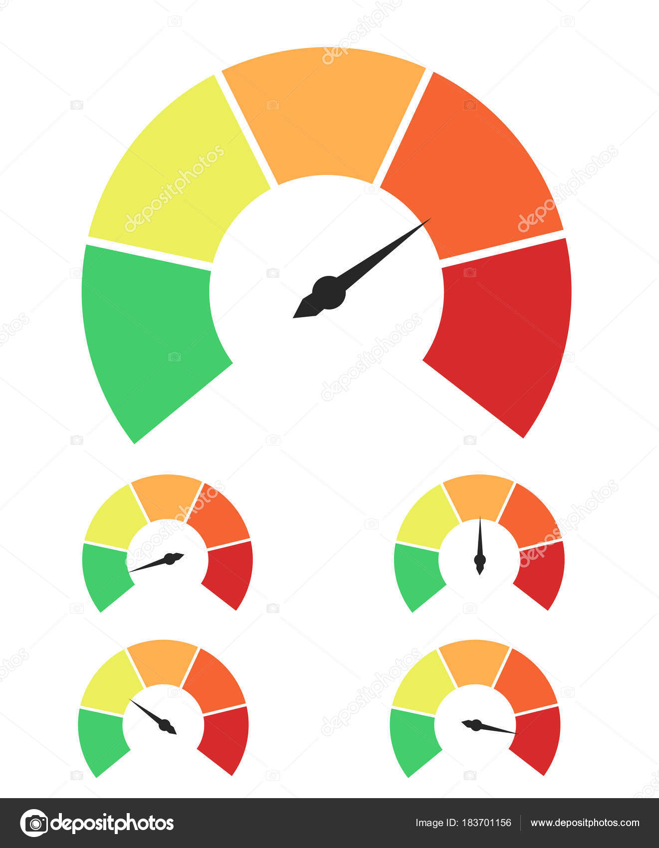 Set of measuring icons. Speedometer or rating meter signs ...