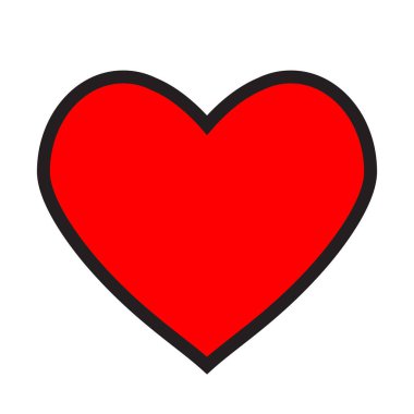 Kırmızı kalp aşk romatic tutku simgesi. İzole ve düz illustrat