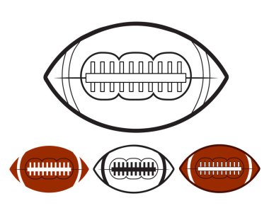 Top Amerikan futbolu oval iconon beyaz ayarla, hisse senedi vektör Il