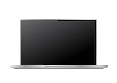 Boş ekran. Beyaz bir arka plan gerçekçi laptop. Hisse senedi vect