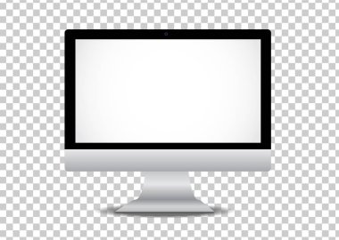 Saydam arka plan üzerinde izole gerçekçi bilgisayar monitörü. V