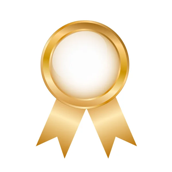 Zlatý kulatý Award odznak na bílém, vektorové ilustrace — Stockový vektor
