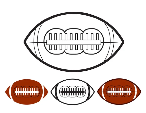 Conjunto de pelota de fútbol americano oval iconon blanco, vector de stock il — Vector de stock