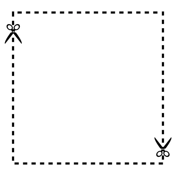 Illustration d'un rectangle de coupon découpé avec ciseaux v — Image vectorielle