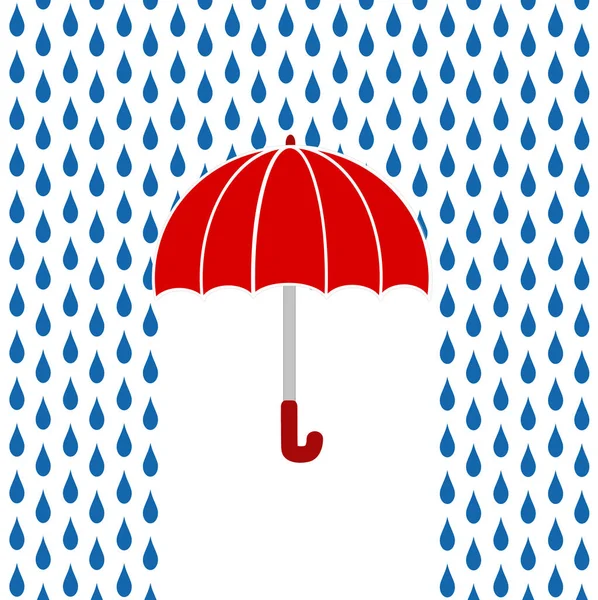 Paraguas rojo bajo la lluvia, tarjeta de felicitación, vector de stock illustratio — Archivo Imágenes Vectoriales