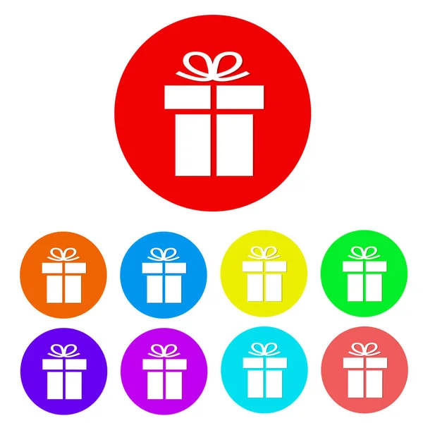 Set cadeau platte pictogram knop, voorraad vectorillustratie — Stockvector