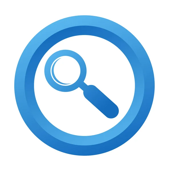Botón azul con icono de lupa en blanco, vector de stock il — Archivo Imágenes Vectoriales