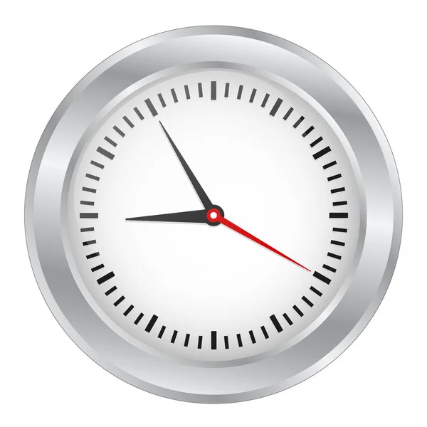 Round metal office clock on white, stock vector illustration — Stock Vector