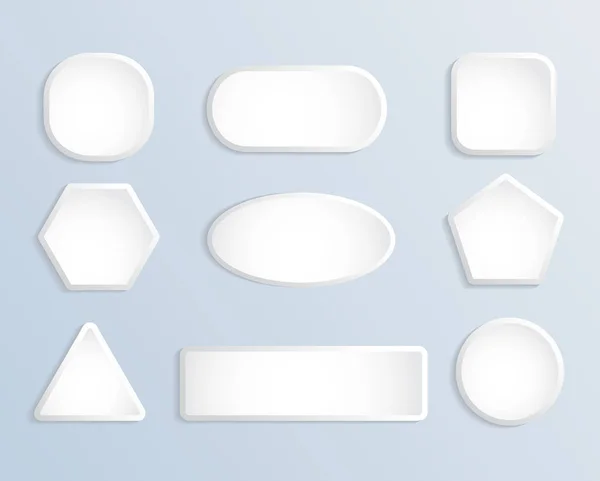 White blank square and round button stock vector set — Stock Vector