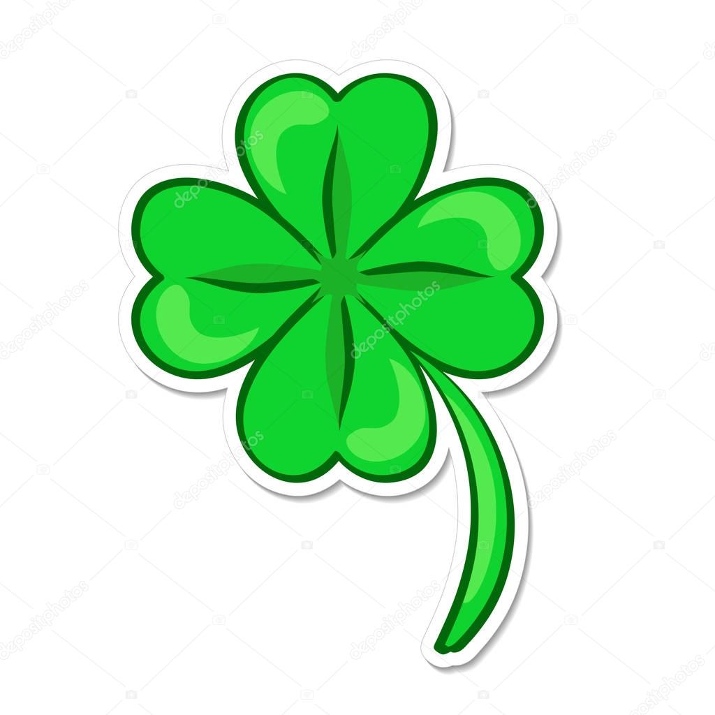 Four leaf green clover. Lucky quatrefoil. Good luck symbol. Cart