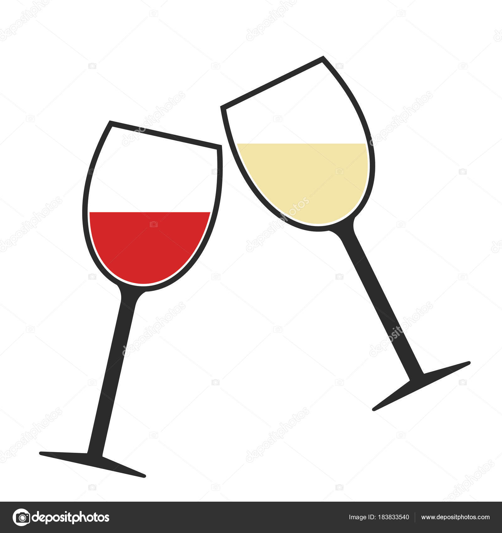 Red and White Wine Glasses Clink Icon Isolated, Cheers Stock Vector by  ©VovanIvan 183833540