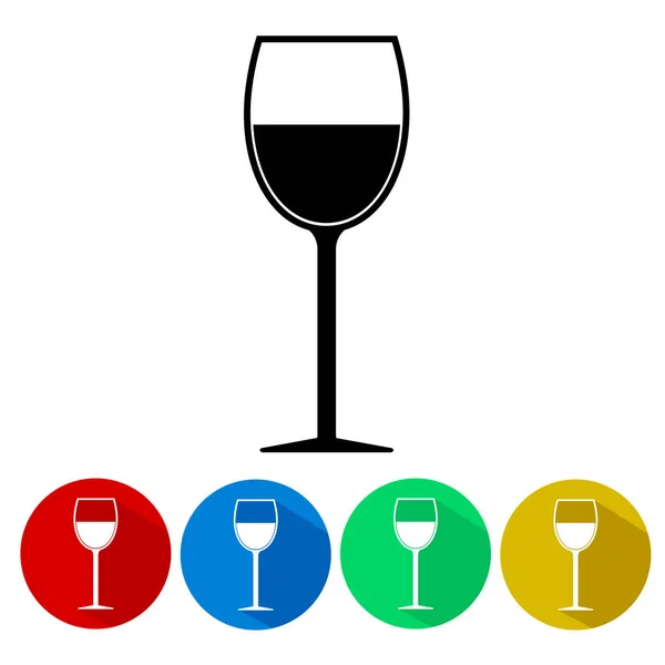 Icono de silueta de vidrio de vino conjunto botón aislado — Vector de stock