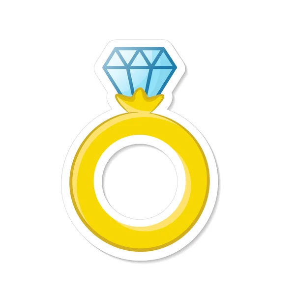 Zlatý zásnubní prsten s diamantem. Dekorace na auta s pozdravem — Stockový vektor