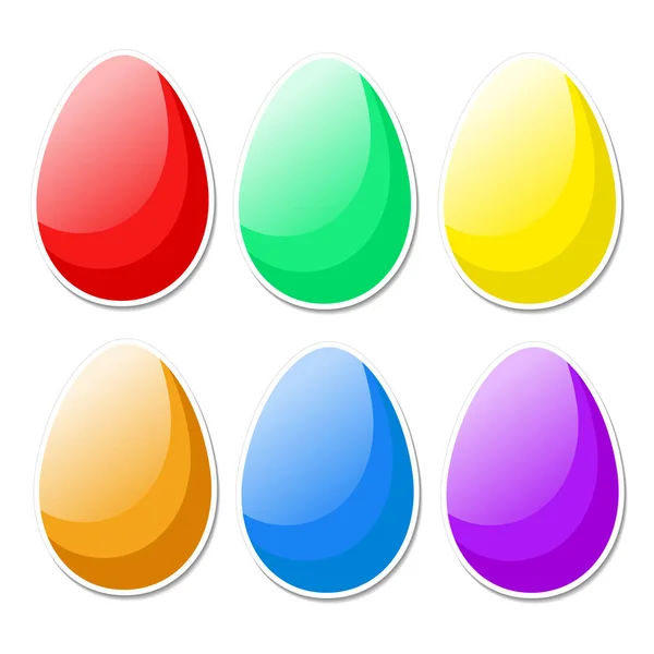 Coloridos huevos de Pascua brillantes en estilo de dibujos animados en blanco. Existencias vec — Vector de stock