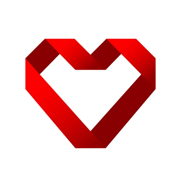 Red heart symbol love from ribbon, stock vector illustration — Stock Vector