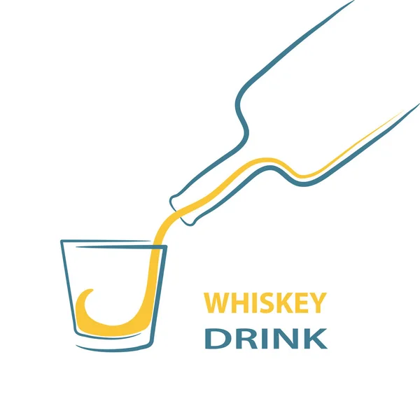 Bouteille de verre whisky shot menu éclaboussure, illustration vectorielle de stock — Image vectorielle