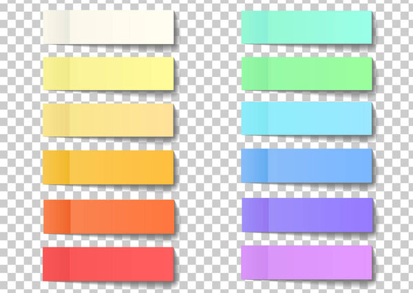 Post note sticky stickers with peel off corner isolated on a tra