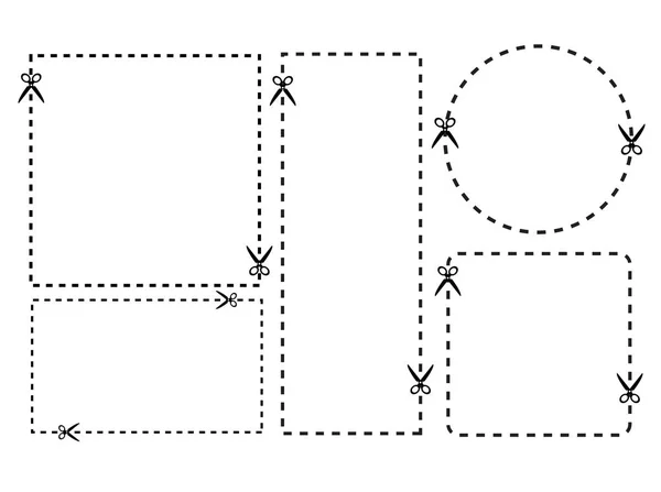 Ilustracja z wyciętym kupon kształt prostokąta z v nożyczki — Wektor stockowy