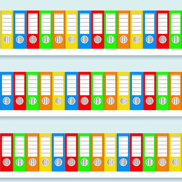 Empilement de liants à anneaux de couleur sur étagères blanches, vecteur de stock illus — Image vectorielle